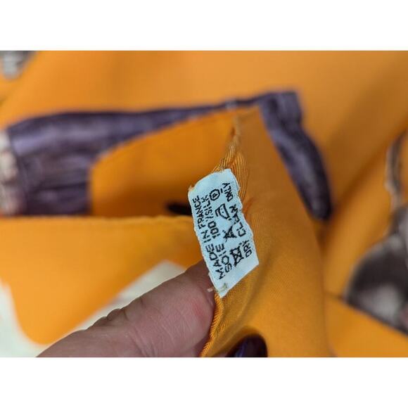 Authentic Hermes A Propos de Bottes Orange Silk Scarf 90 - Picture 7 of 8